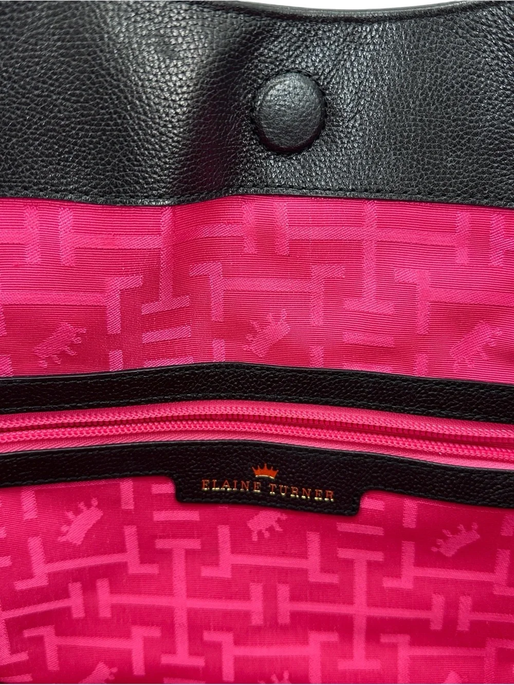ELAINE TURNER Purse Leather Suede Handbag Shoulder Bag Black